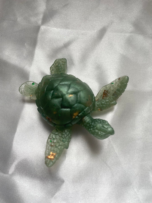 Figurine tortue vert cuivre