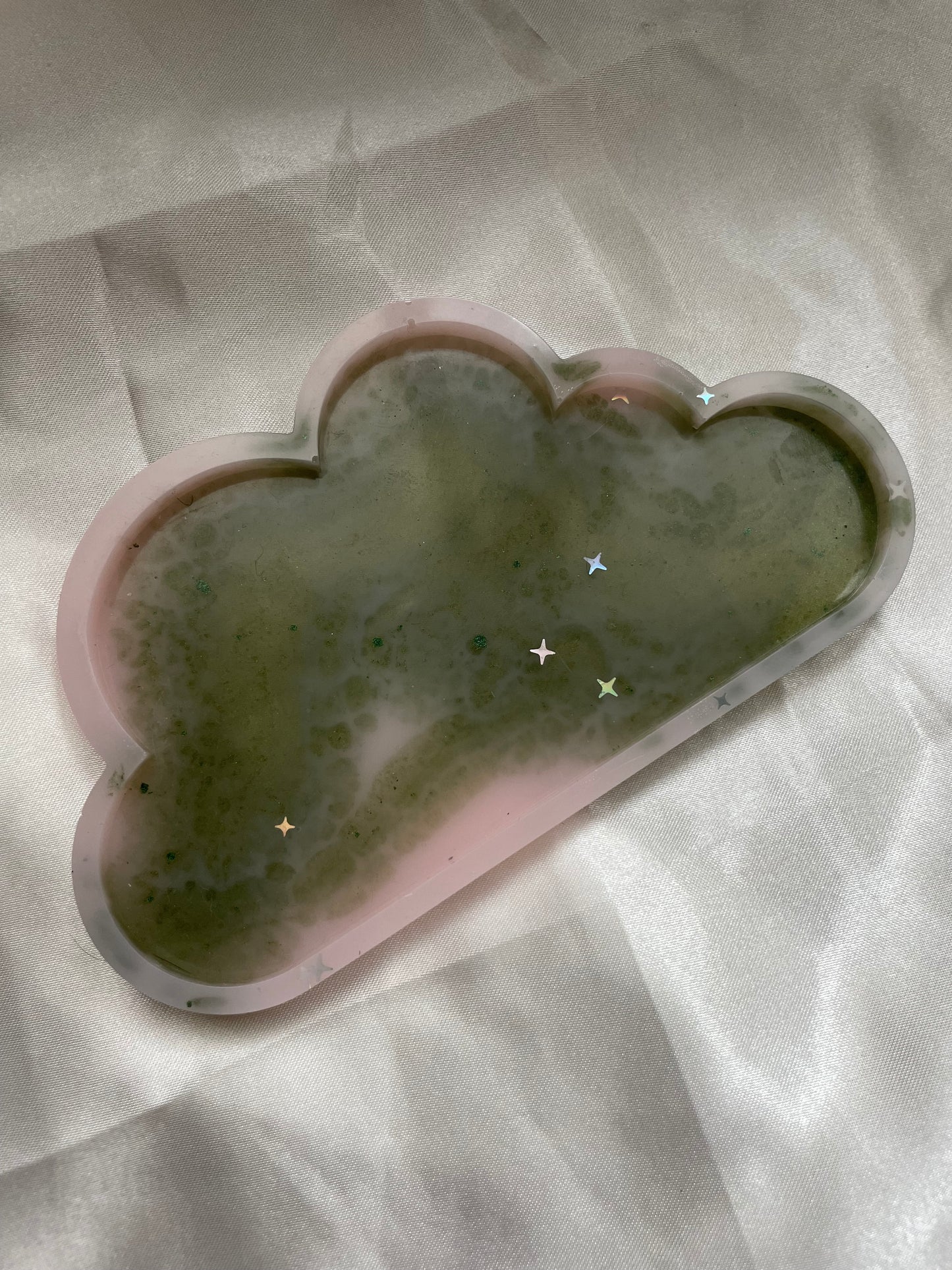 Vide poche nuage vert rose