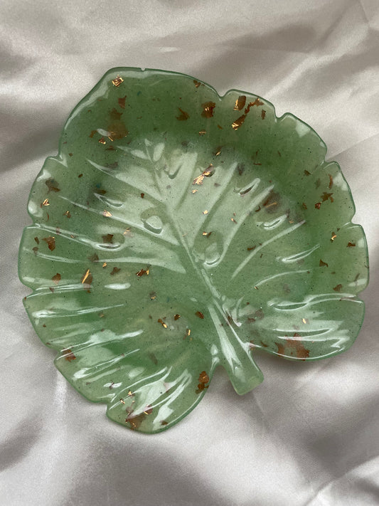 Vide poche feuille plate vert cuivre